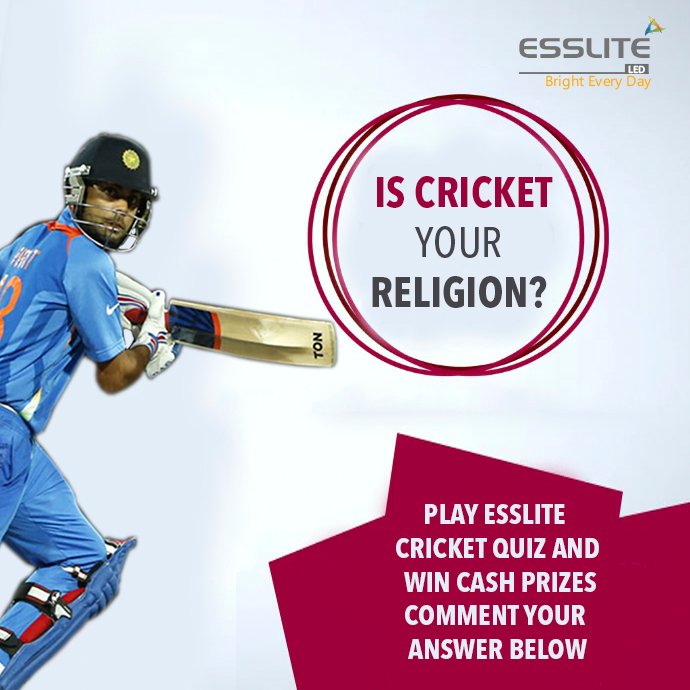 EssliteL's tweet photo. Is Cricket Your Religion
Play Esslite Cricket Quiz and win cash prizes
Comment your answer below
6th August
INDIA vs WEST INDIES
Call us to know more: ๐ +91 7238830330
#brightled #EssliteLED #brighterlights #brighthome #energyefficient #CicketReligion
#CricketQuiz #ChanceToWin https://t.co/klK0CkIFN6