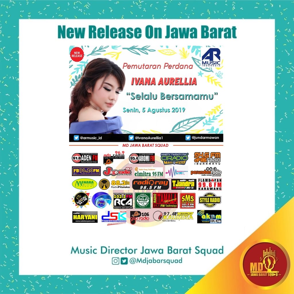 #PEMUTARANPERDANA
IVANA AURELLIA - SELALU BERSAMAMU
<a href="/IvanaAurellia1/">Ivana Aurellia</a>
<a href="/armusic_id/">AR MUSIC INDONESIA</a>
<a href="/jundarmawan/">JUN DARMAWAN</a>
#IVANASELALUBERSAMAMU
#ARMUSICINDONESIA
#mdjabarsquad 
#adenGroup
#Md #DenFirman