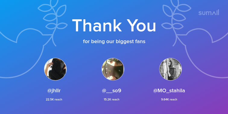 Our biggest fans this week: jhlIr, __so9, MO_stahila. Thank you! via sumall.com/thankyou?utm_s…