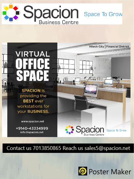 PMahesh68311596's tweet photo. #spacion #virtualoffice #virtualofficeplus #Primemailingaddress
#phonesupport #startups #businessexpansion #freelancers #hyderabad #hitechcity #financialdistrict https://t.co/6XvmlziHQk