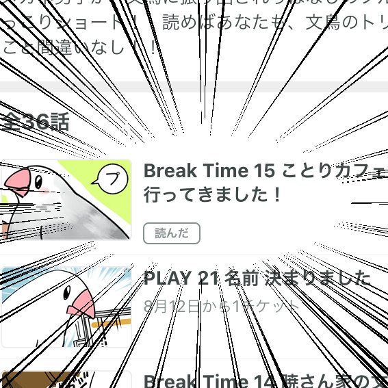 漫画アプリ パルシィで連載中の「文鳥とメガネくん」の今週のおまけページはことりカフェ上野本店さんのことを描かせて頂きました！また、はるちゃんに会いに行きたいです?よかったら読んで下さい✨#ことりカフェ上野本店　#はるちゃん　#文鳥… 