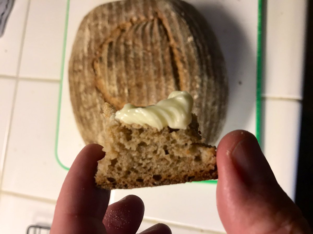 The crumb is light and airy, especially for a 100% ancient grain loaf. The aroma and flavor are incredible. I’m emotional. It’s really different, and you can easily tell even if you’re not a bread nerd. This is incredibly exciting, and I’m so amazed that it worked.