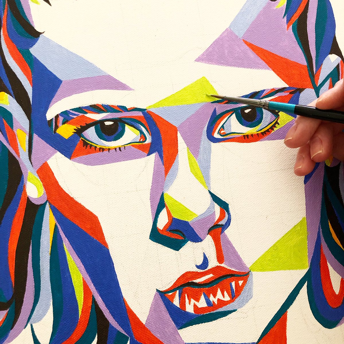 print_famous's tweet photo. I enjoyed #strangerthingsseason3 so much I have started painting #eleven #milliebobbybrown #strangerthings #nottinghamart #nottingham #upsidedown #progress #MondayMotivation https://t.co/y90MFr7PGD