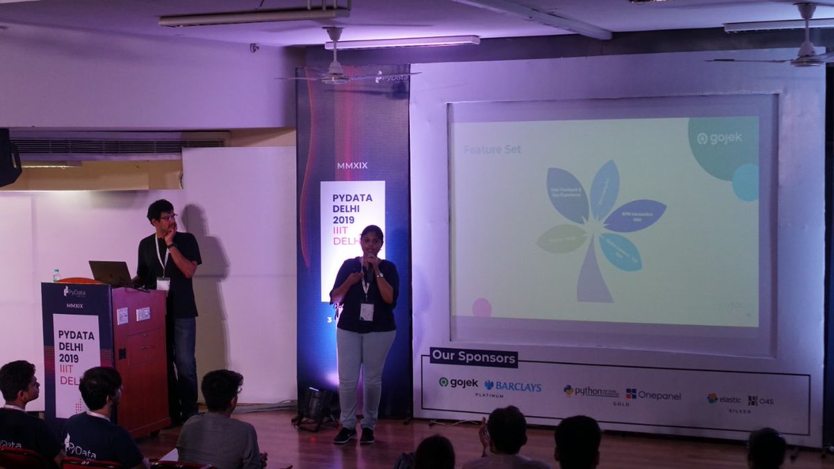 PyDataDelhi's tweet photo. Karthik Vijayakumar and Sruthi S from @gojektech presents a talk on Understanding User Churn in GoPay @ #PyDataDelhi19
@NumFOCUS @PyData #womenintech #conference #DataScience https://t.co/9lBN4GSLEk