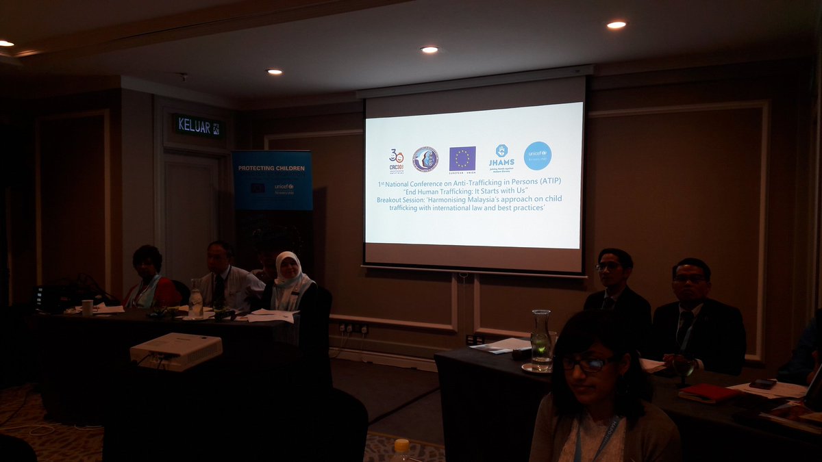myUNICEF's tweet photo. Breakout session: Harmonising Malaysia's approach on child trafficking and international law & best practices. Happening now at #MAPO #JHAMS #ATIP2019 in collaboration with @EUinMalaysia https://t.co/I3CGf2ol6j