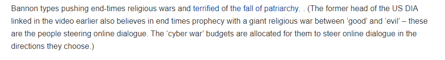 We remind people that a significant number of world leaders do not view a genocidal apocalypse as a bad thing.  #opCanary  #opDeatheaters  https://georgiebc.wordpress.com/2018/04/07/democracy-vs-cambridge-analytica-and-facebook/