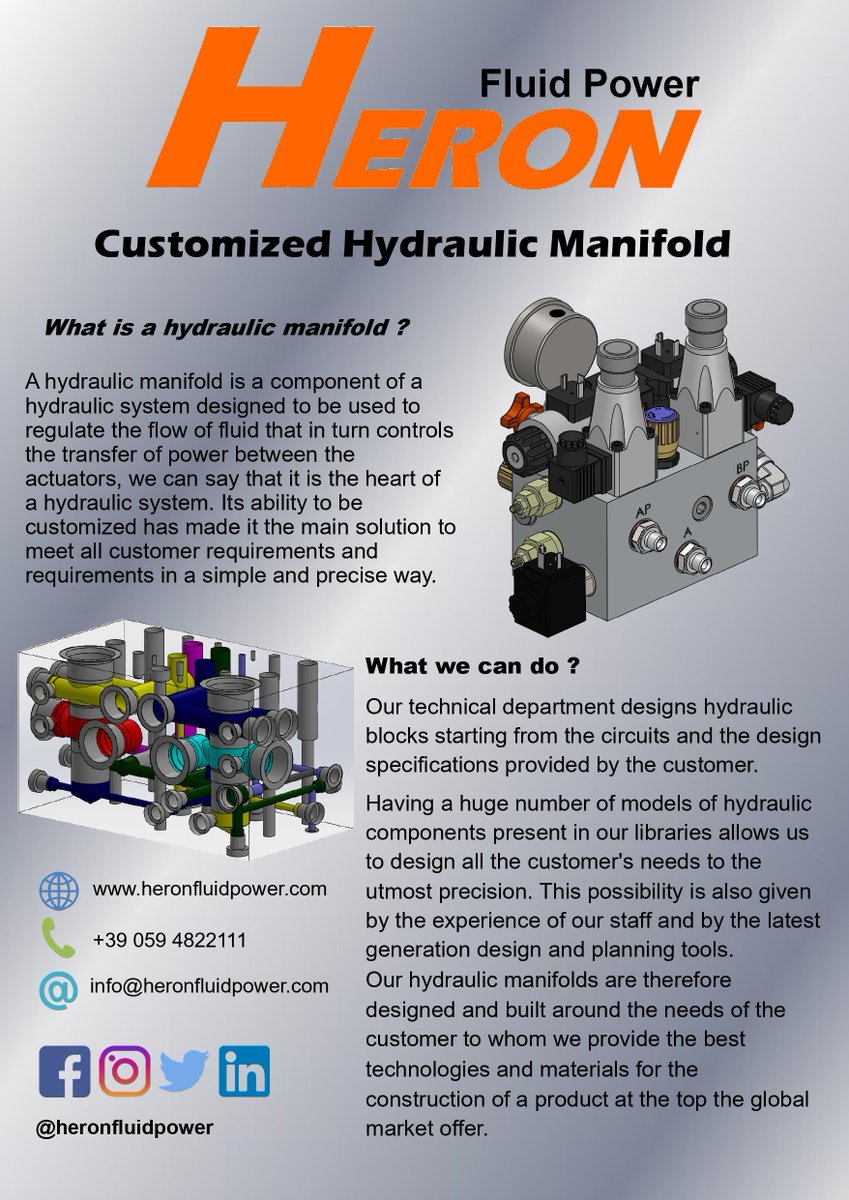 heronfluidpower's tweet photo. Our technical department designs hydraulic blocks starting from the circuits and the design specifications provided by the customer
#pumps #motors #electromechanical #fluidpower #hydraulics #heron #manifold https://t.co/QqScOKZjQs