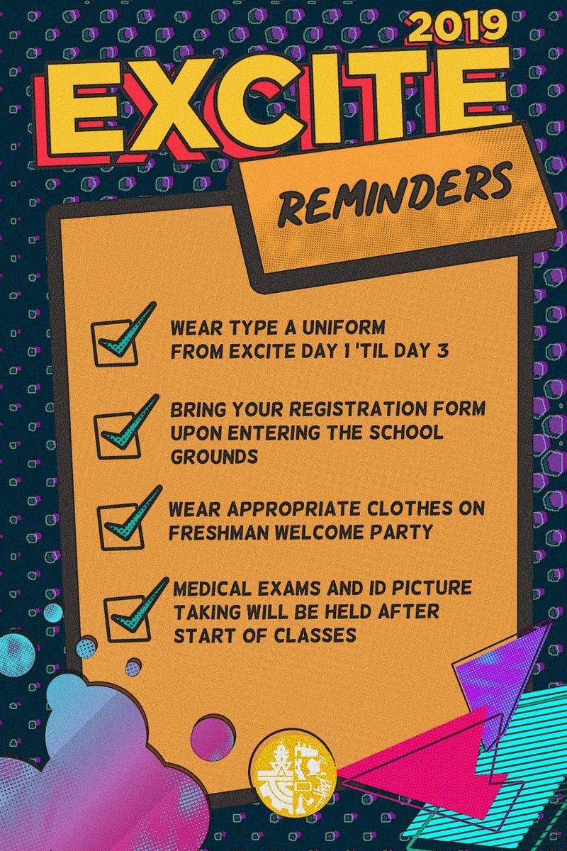 ‼️‼️ATTENTION, SPIDEYS‼️‼️

This thread serves as your CHEAT CODES as you enter the ENGINEERING MULTIVERSE.

Please take note of your designated schedules and room assignments.

Be ready for exciting adventures that will make your journey worthwhile!

#EXCITE2019 (1/3)