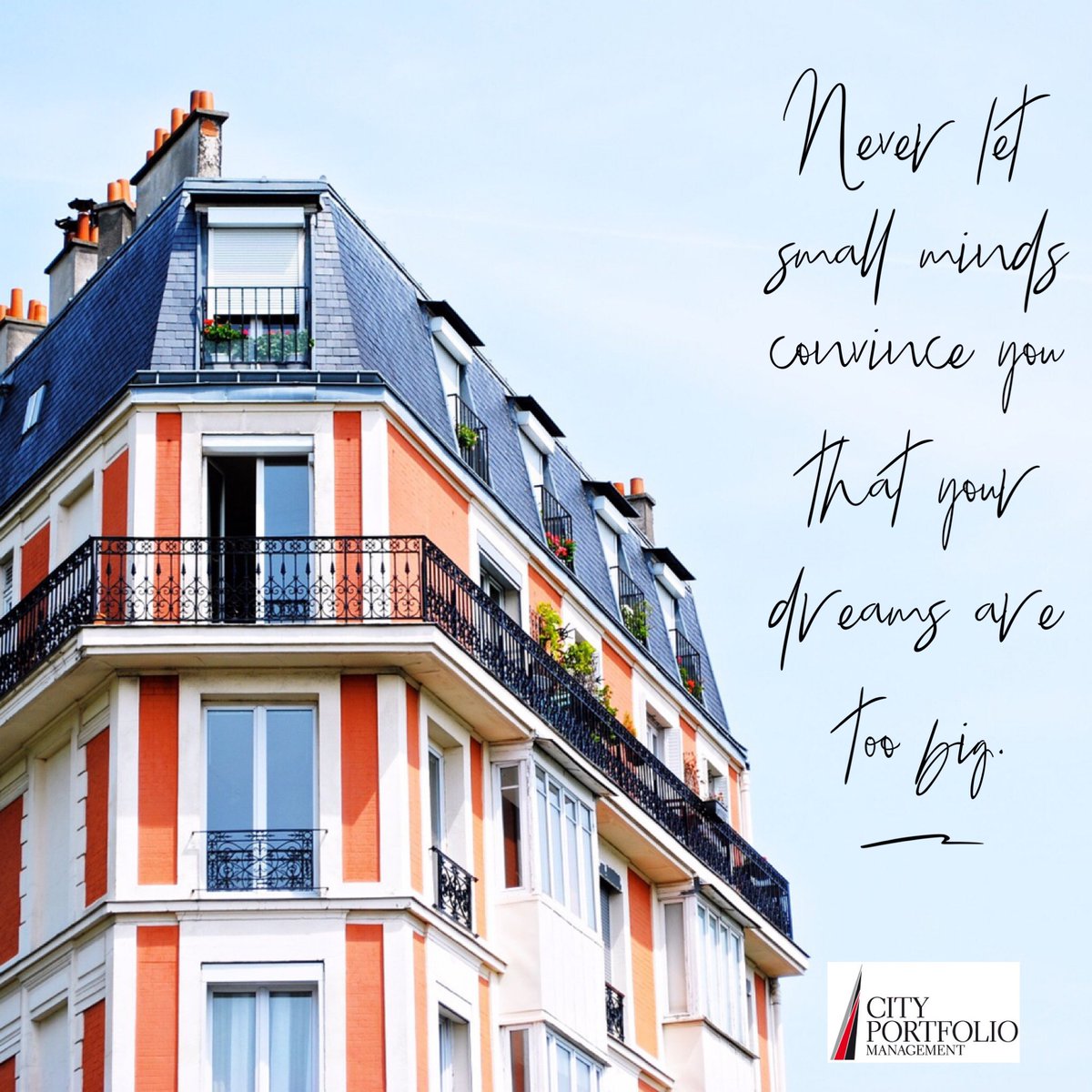 Cityportfoliom1's tweet photo. Never let small minds convince you that your dreams are too big.

How’s your week shaping up?

#MondayMotivation #beautifuldestinations #travelandleisure #luxurylifestyle #beautifulplaces #luxury #travel #luxuryhome #property #propertyconcierge https://t.co/aGoDibMv1K