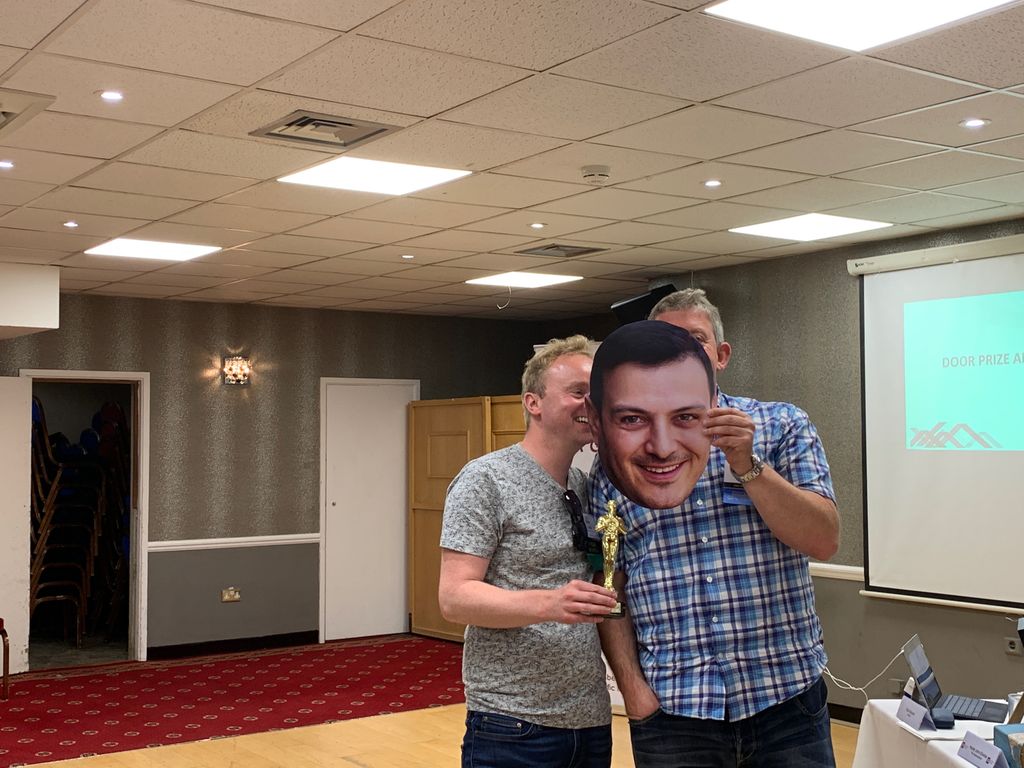 BNIParagon's tweet photo. Graham from @SBSPrinting demonstrating that he prints a variety of things, including face masks like the one here of @KaanAzmi for his 40th birthday party! #BNI https://t.co/dpE11HnGwb