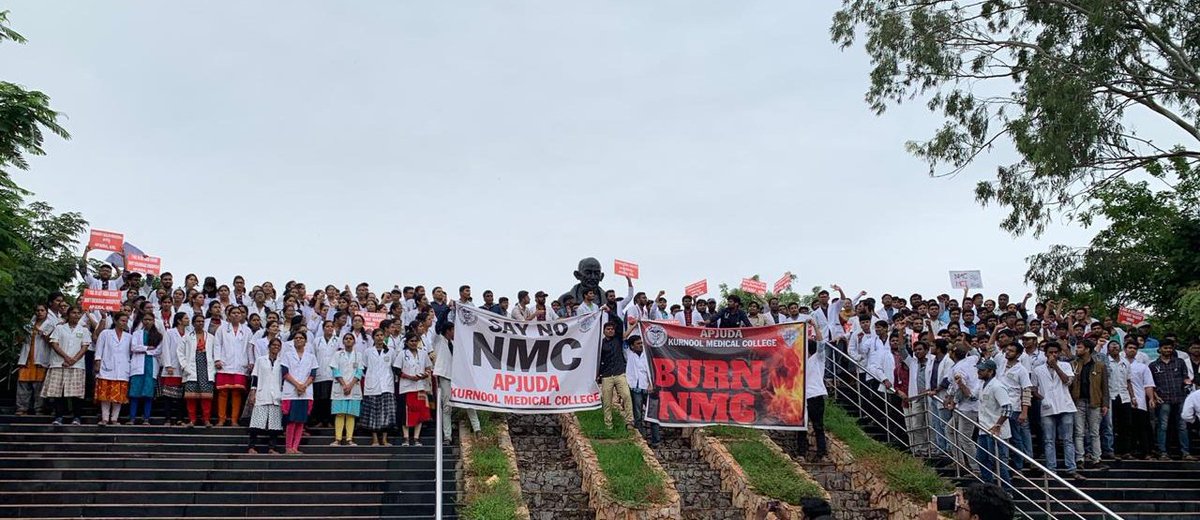 Anusha05774456's tweet photo. #kmcjuda
#drharshavardhan 
#SayNoToNmc 
#jaganmohanreddy 
Putting thousands of medicos lives at stake should not be done.Every doctor wishes the proper treatment and good health to people is the main motive. NMC bill will not satisfy the poor people lives. https://t.co/s6Mkj7HkEh