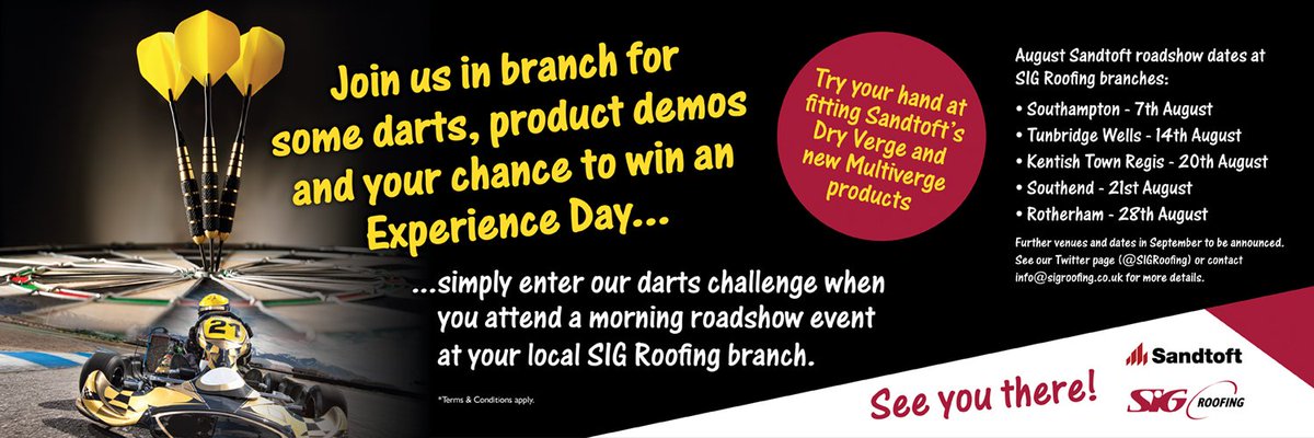 Fancy yourself the next Michael van Gerwen? Join us for a spot of darts during our exclusive <a href="/Sandtoft/">Sandtoft Roof Tiles</a> open days during August. We're inviting you to step up to the oche starting in Southampton on Wednesday 🎯 #DartsChallenge bit.ly/2YH2bz4