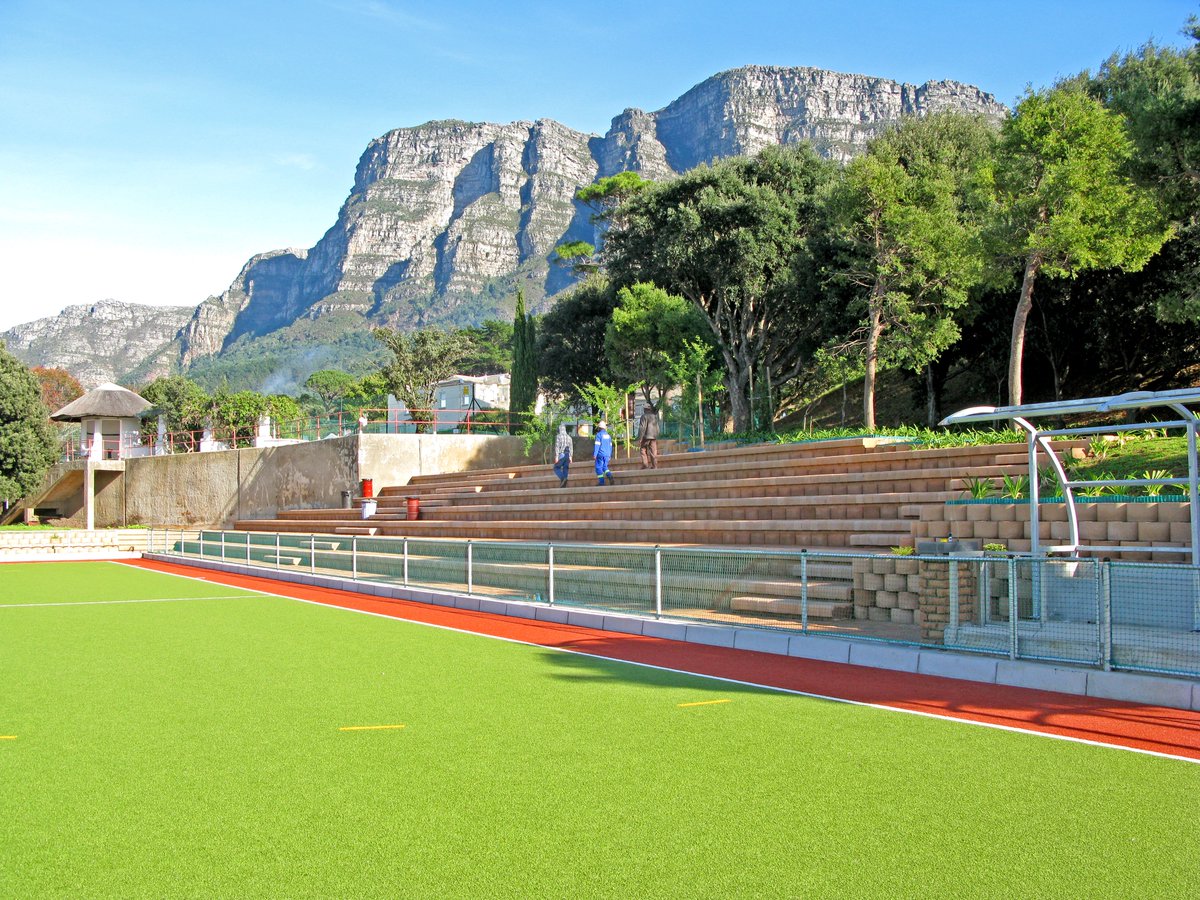TerraforceZA's tweet photo. User-friendly seating upgrade at Westerford High School's Astroturf Hockey Pitch with seating, retaining walls between the road and hockey pitch and around the seating and tennis court. https://t.co/fhNVnnLi4r #landscapedesign #seating  #schoolseating #seatingarena #schooldesign https://t.co/nvJiTpKFY2