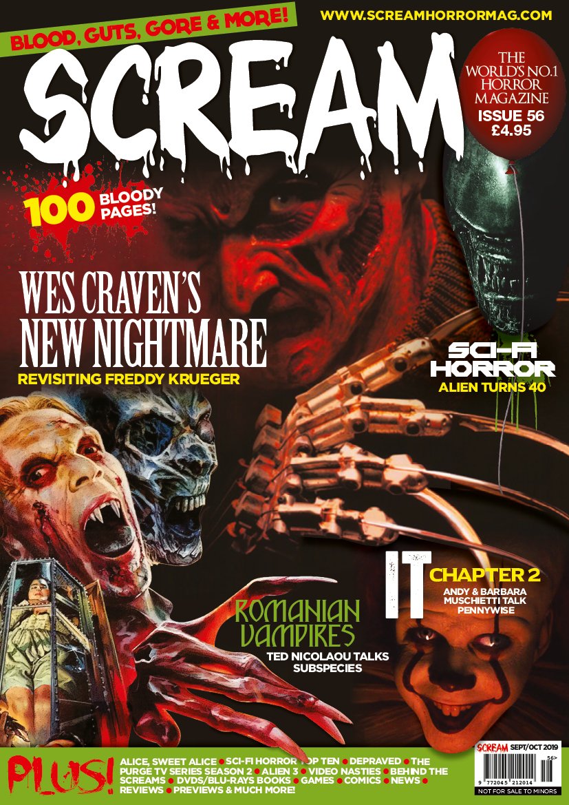 Our latest biggest and most bad-ass edition of SCREAM MAGAZINE is off to print this week! 100 full bloody colour pages! It's released on August 29th. You can pre-order a copy if you are quick while stocks last over at:

screamhorrormag.com/store