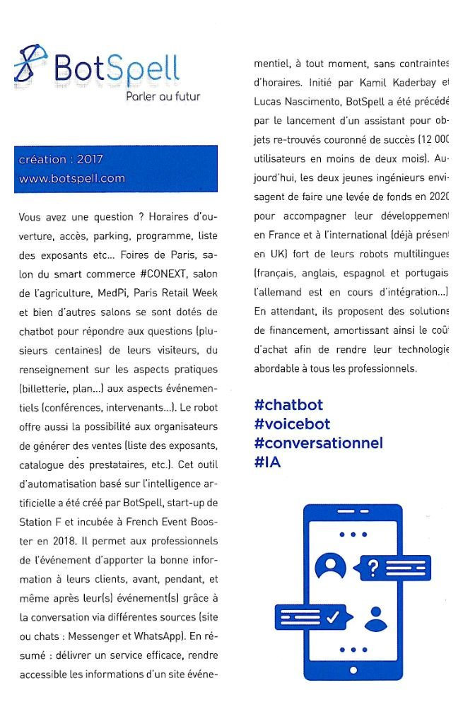BotSpell_AI's tweet image. Événements et sites touristiques... vous souhaitez créer votre #chatbot ? Ne cherchez plus ! 👉 @BotSpell_AI 😎

Nous sommes fiers de figurer parmi les 50 start-up Event à suivre de @MEET_IN édition 2019 ! 🚀

botspell.com

#événementiel #foire #festival #salon