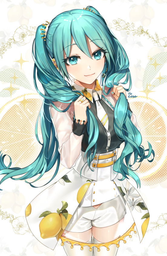 髪の毛を両手でにぎって顔の近くに寄せてるの好き って言いたい為に描いたミクちゃ 風ことら Kotora Huのイラスト