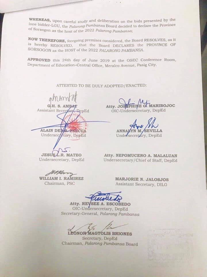 I am elated that my home province will be hosting the 2022 Palarong Pambansa! Cheers Gov @SayChiz #SeeSorsogon #AmoNaIno #orgullo #LandOfKasanggayahan