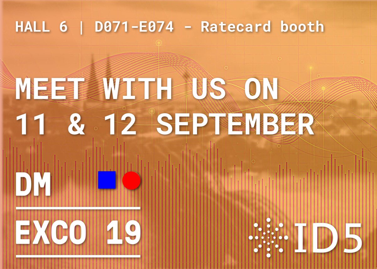 ID5_io's tweet photo. Are you going to @dmexco? So are we! Book a meeting with via this link https://t.co/OQVCrzXopK and be ready to talk about universal ID and cookie matching! 

#adtech #programmatic #cookiematching #dmexco19 #digitaladvertising #meetID5 https://t.co/IiBfw3gDgR