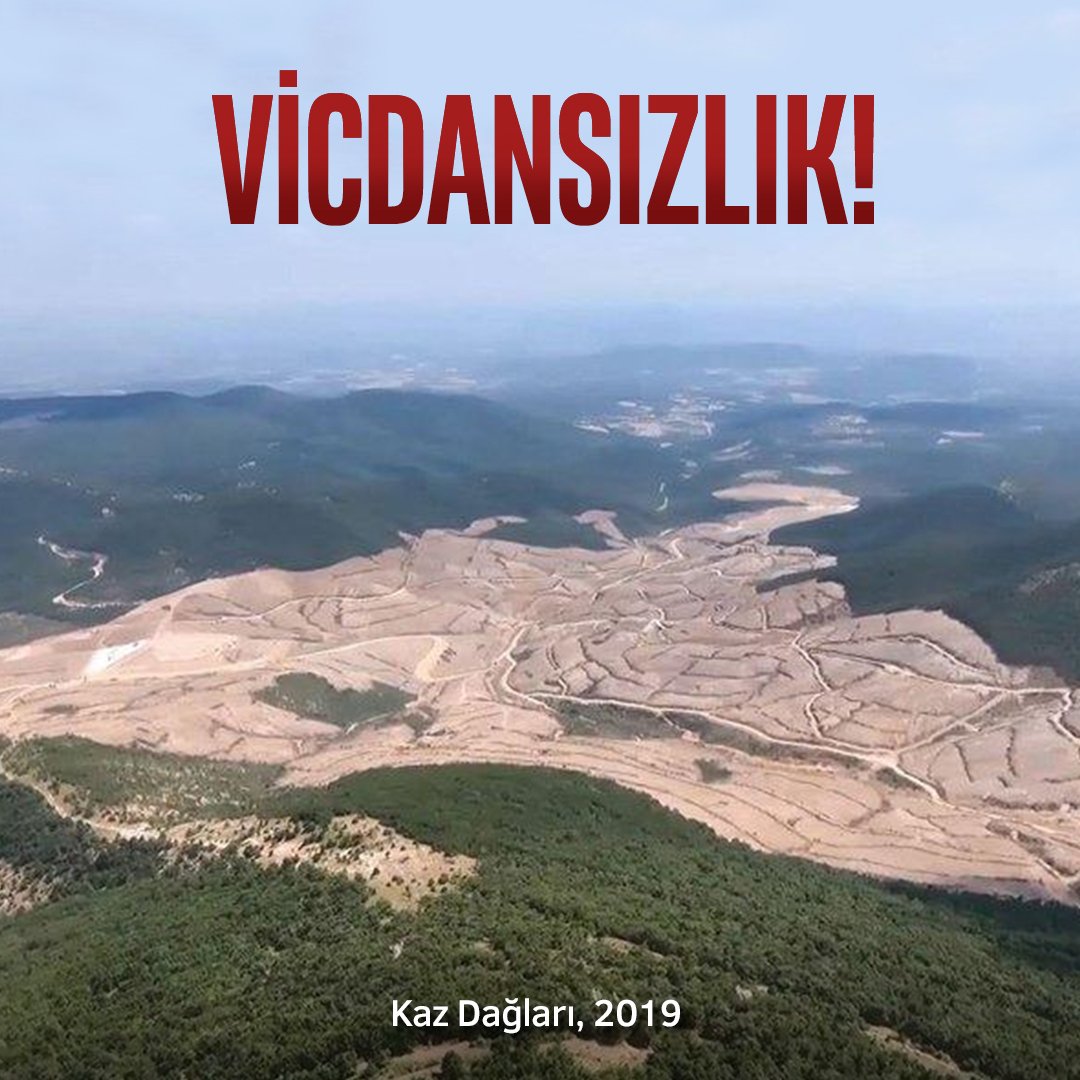 meral_aksener's tweet photo. Yüce Yaradan'ın bizlere emaneti olan tabiat harikasına nasıl kıyarsınız? 
Hiç mi vicdan yok sizde? 
Paradan, altından başka bir şey görmüyor mu gözleriniz? 
Yazık, çok yazık! 
#KazdağlarıHepimizin https://t.co/kX7ECzCy3T