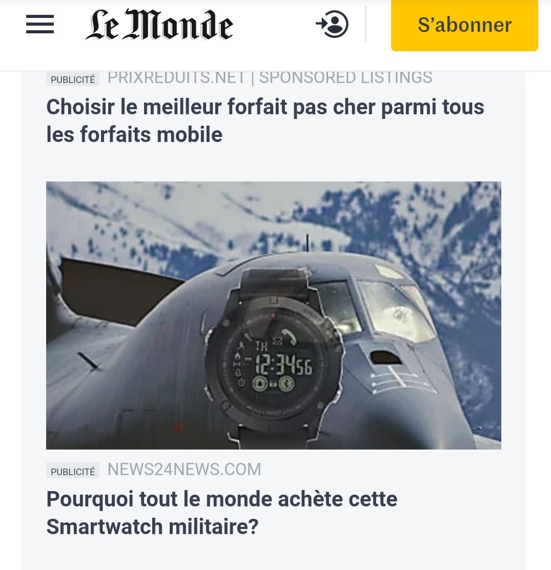 On continue  @lemondefr avec la formidable pub de la montre des militaires qui renvoie sur une page avec la belle réduction aujourd'hui seulement et les commentaires dithyrambiques du jour (les mêmes demain et après demain.. etc.). Un truc à faire avoir une syncope a la  @dgccrf !