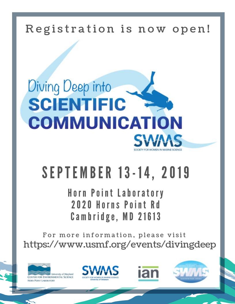 Public registration for the Delmarva SWMS Symposium begins today! usmf.org/events/divingd… #SWMS #SciComm #WomeninSTEM