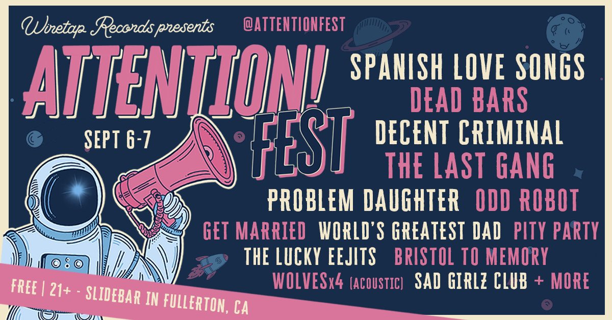 FULL LINEUP .. @AttentionFest Sept 6-7 in Fullerton, CA. Free Show with RSVP here - eventbrite.com/e/attention-fe…
