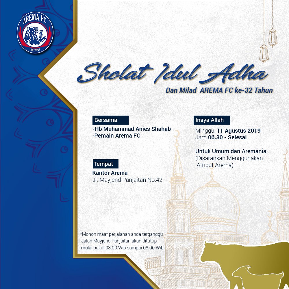 Arema Fc On Twitter Ladubkan Sholat Idul Adha Sekaligus Milad Arema Ke 32 Moment Barokah Singo Edan Kerjakeras Aremafc