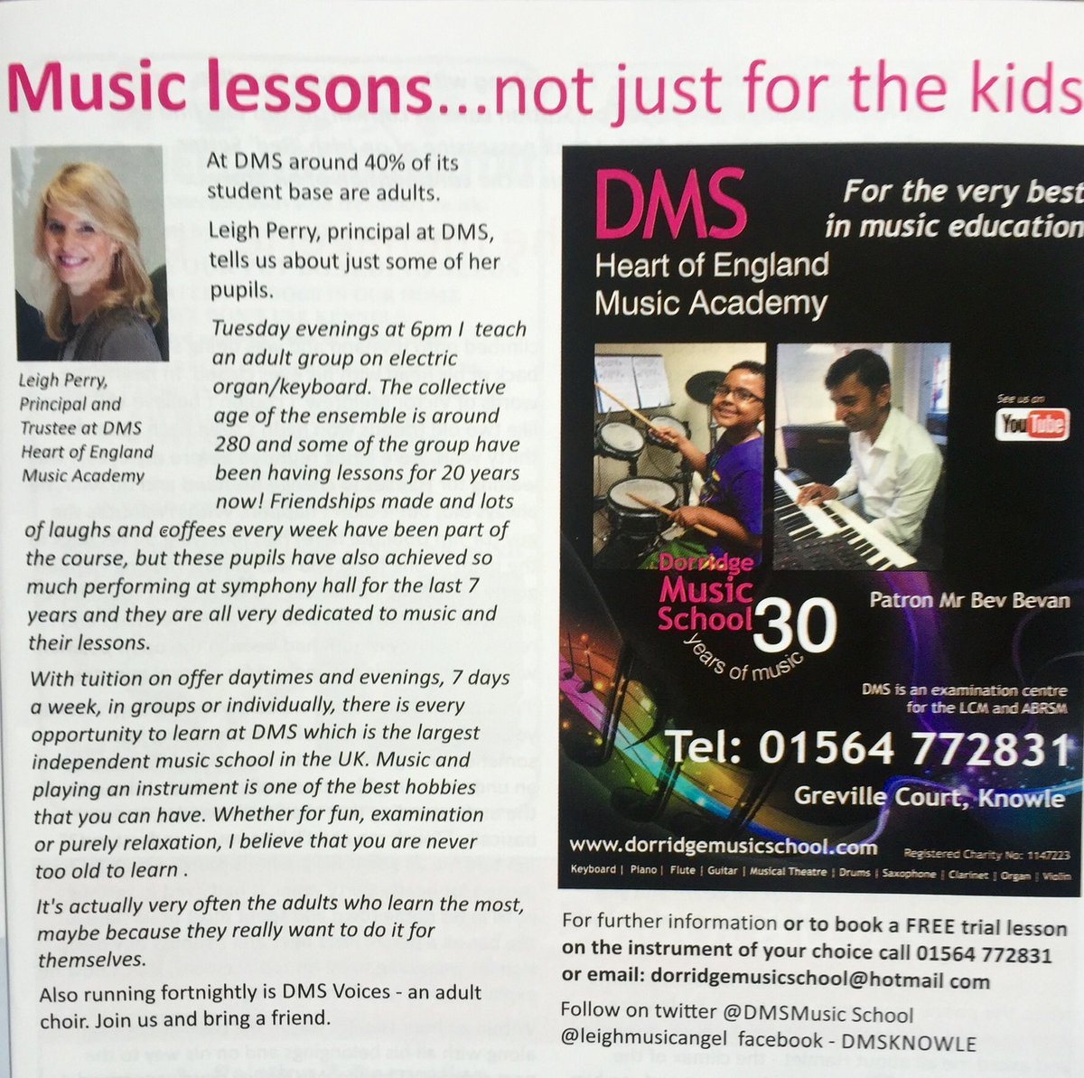 leighmusicangel's tweet photo. #AdultLearning @DMSMusicSchool #knowle @TalentedLadies @FamiliesBirm @Ladies1stnet @Covhour @BrumHour @LeamingtonHour #MakeMusic #piano #guitar #Vocals #flute #FirstLessonFREE 🎶💗 https://t.co/f5CPqlVmKF
