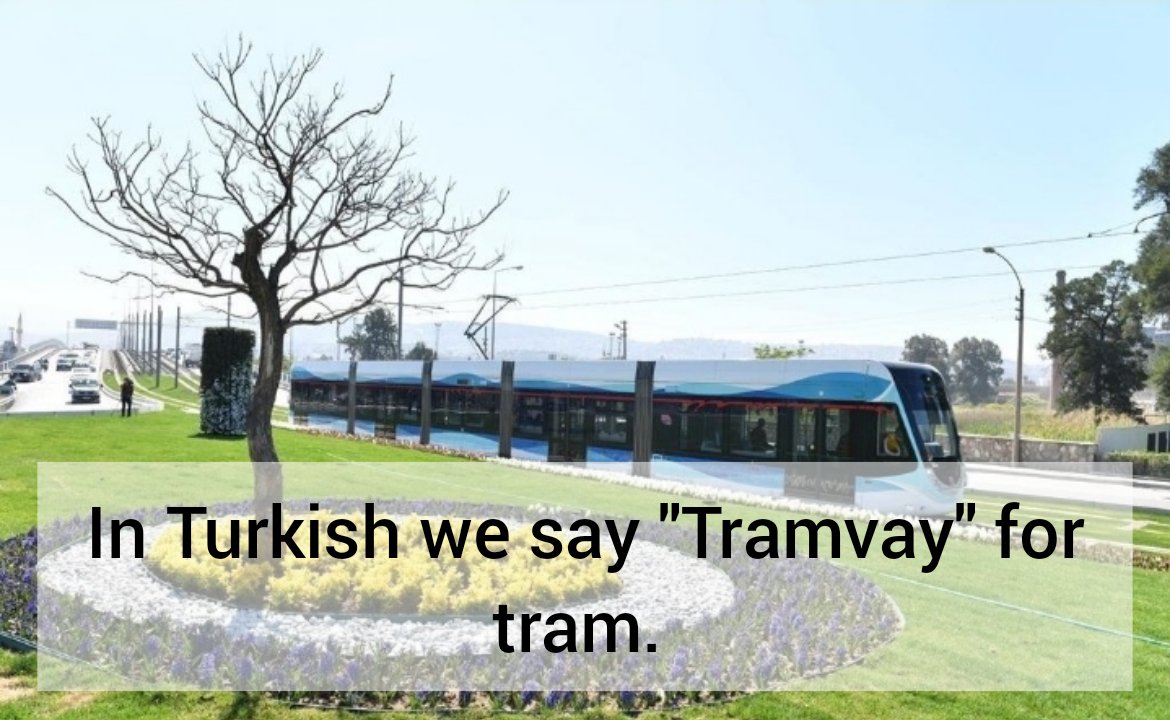 LearnTurkishLa1's tweet photo. In Turkish we say Tramvay for Tram.
📍📍📍📎📍📍📍
Tramvay means tram.
💠💠💠💠💠💠
🇹🇷Ben bir tramvaya biniyorum.
🇬🇧I'm riding a tram.
💮💮💮💮💮💮
#learnturkish
#turkish
#turkishlanguage
#tramvay
#tram https://t.co/W2w4CvOTl1