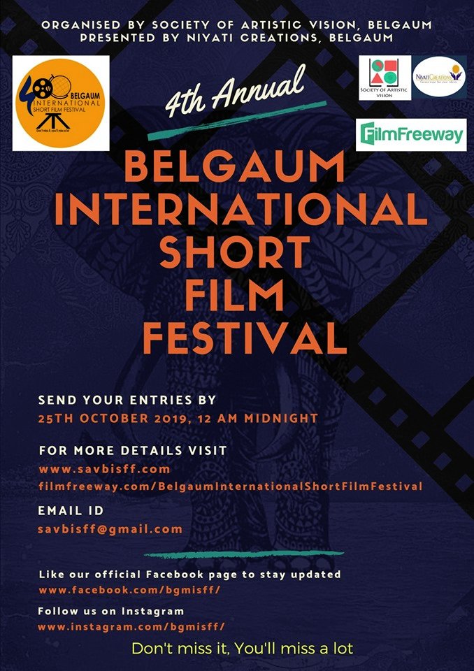 kenyafilmcomm's tweet photo. Call for Entries
Submissions for the 4th Belgaum International Short Film Festival organised by Society of Artistic Vision is now open. Use the code [2019SAVBISFF] to get 5% off your entry fee. Deadline is 15 September 2019. For more information, click https://t.co/I8EgGTJv9u https://t.co/CRW0DagAkC