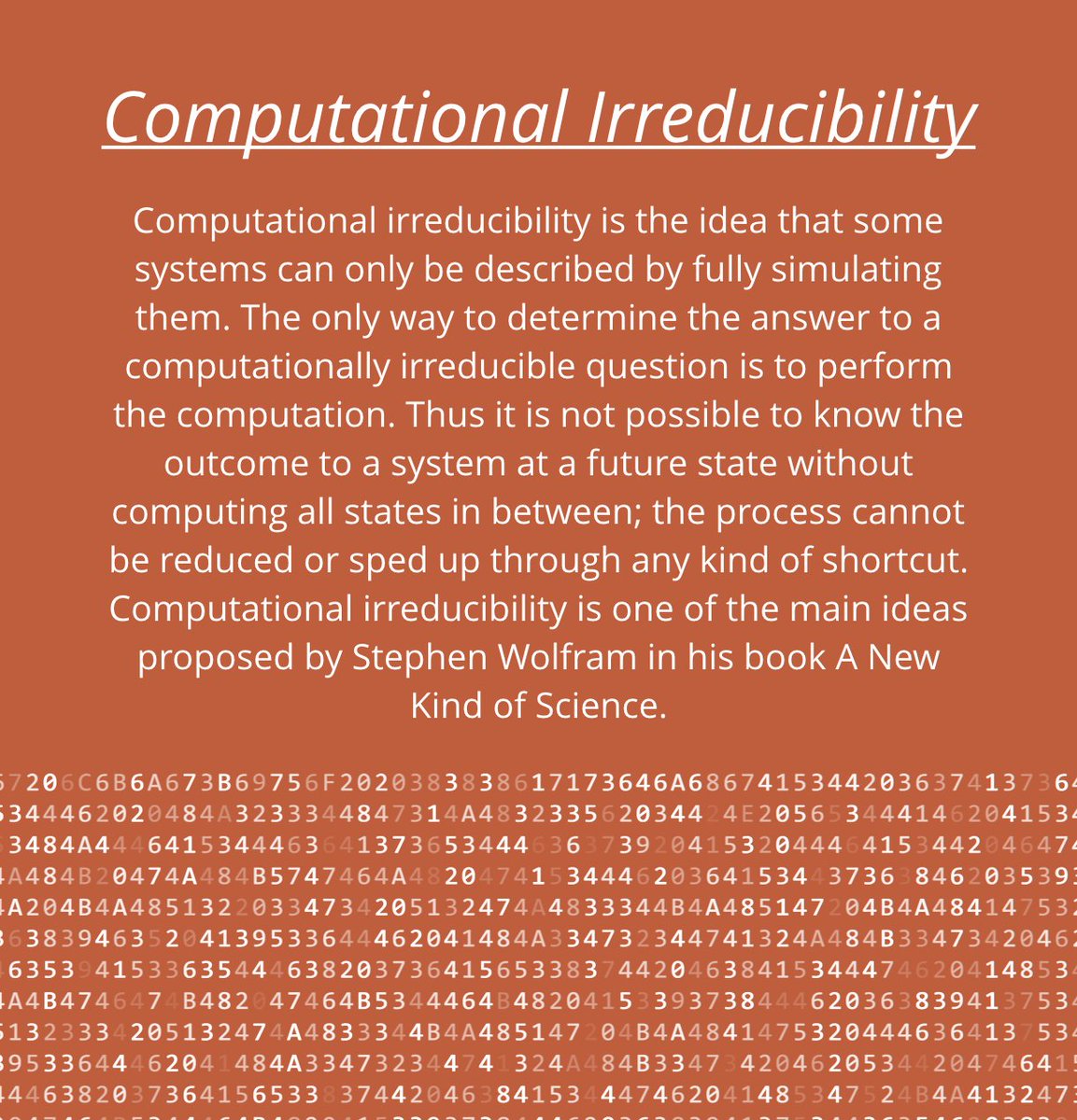 systemsacademy's tweet photo. Computational Irreducibility https://t.co/c6IlgHLs0p
