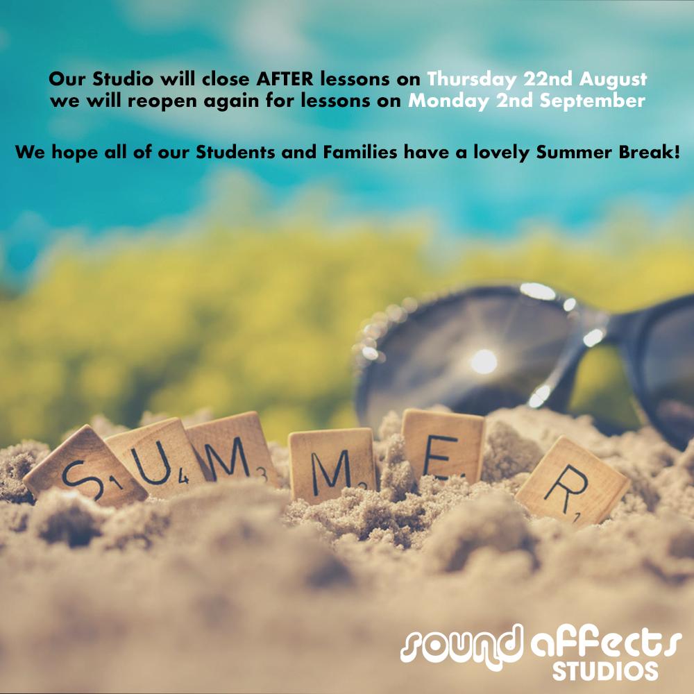 ATTENTION: Our Studio will close AFTER lessons on Thursday 22nd August
, we will reopen again for lessons on Monday 2nd September!

We hope all of our Students and Families have a lovely Summer Break! ☀️ 

#Music #musicteaching #musicschool #musiclessons #guitarlessons #guitar