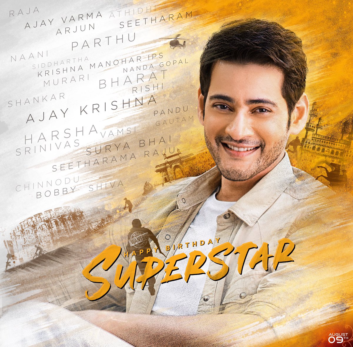 MusicThaman's tweet photo. Happy to release the #SuperstarBdayCDP advance birthday wishes to our superstar @urstrulyMahesh ♥️🎵🎈✨✨✨✨ https://t.co/sz8bgdoJWA