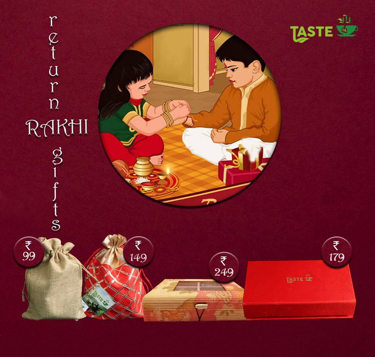 TasteaK's tweet photo. 👩🏻#Sisters leave no stone unturned to make their brothers feel special on the #Raksha_Bandhan_festival. 

Bring a million dollar smile on your sister’s face by sending ☕#Tastea Rakhi 🎁#Unique_gift Hamper. https://t.co/B91dt4PKjV