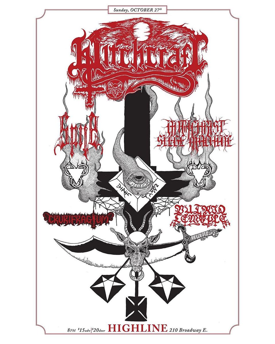 InvictusProd's tweet photo. SPITE & ANTICHRIST SIEGE MACHINE, Seattle Sun, Oct27 w/ Witchcraft (FIN) Crurifragium & Putrid Temple.
#spite #antichristsiegemachine #witchcraft #witchcraftfinland #crurifragium #putridtemple #blackmetal #bestialblackmetal #fuckchrist #stygianblackhand #invictusproductions https://t.co/p8PiVRsFym