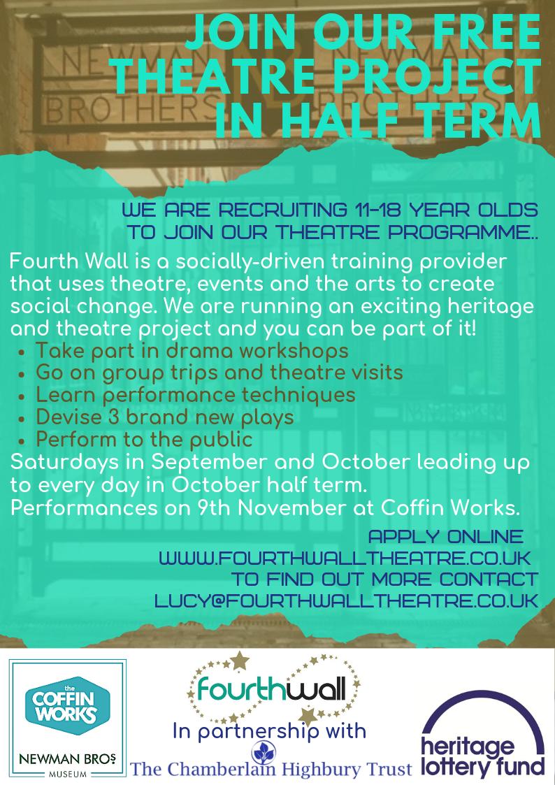 FourthWall_UK's tweet photo. Are you ready for an exciting new project?.... We are! 
Recruiting 11-18 year olds to join our theatre programme... https://t.co/LZ99Vn4cfi