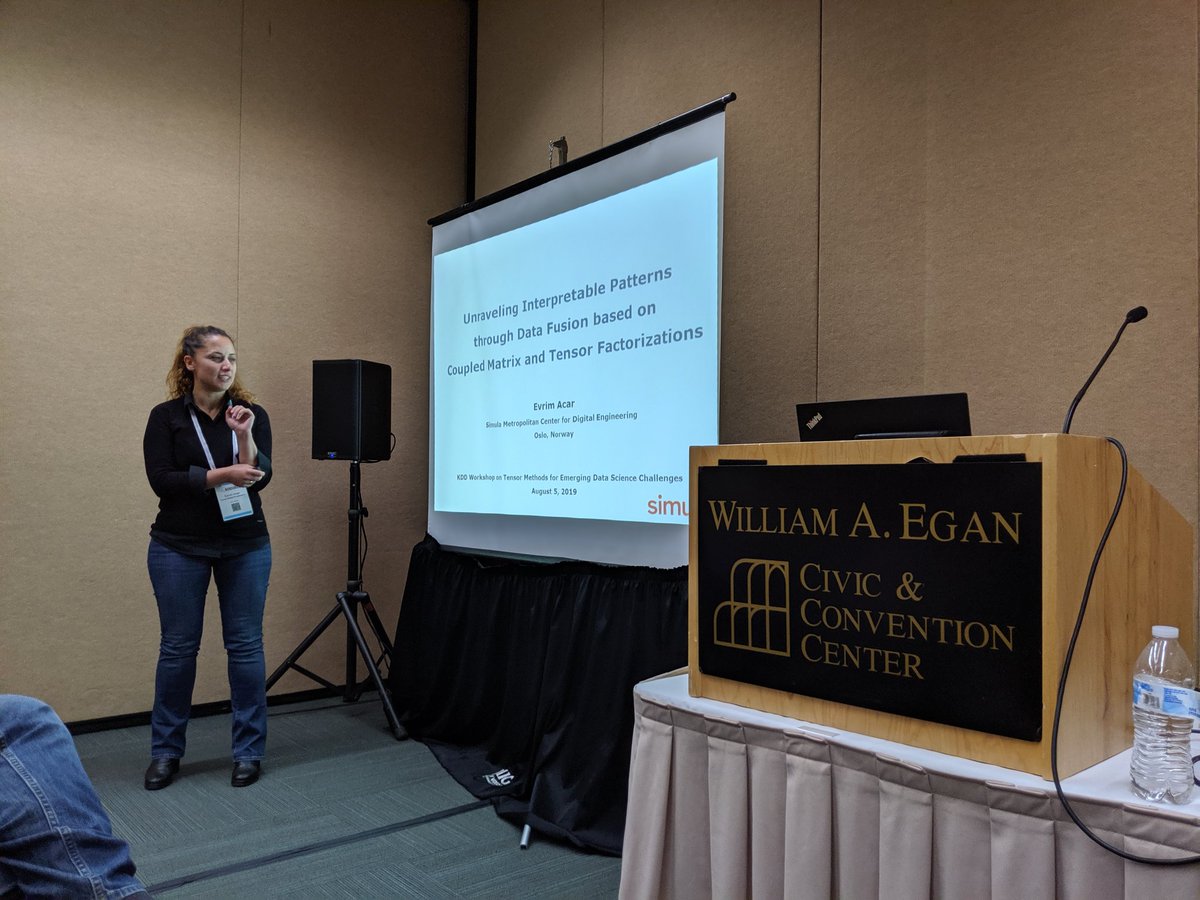 vagelispapalex's tweet image. Kicking off our #tensors for #datascience workshop at @kdd_news #kdd2019 with Evrim Acar's keynote on data fusion using coupled tensor factorizations.