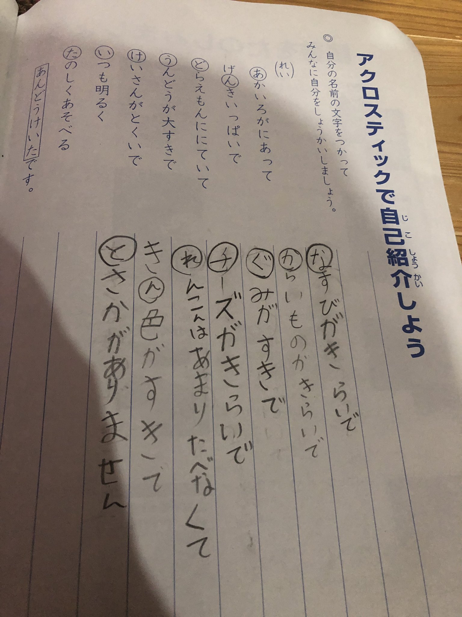やんそん En Twitter 我が子の自己紹介に 少し笑ってしまいまちた