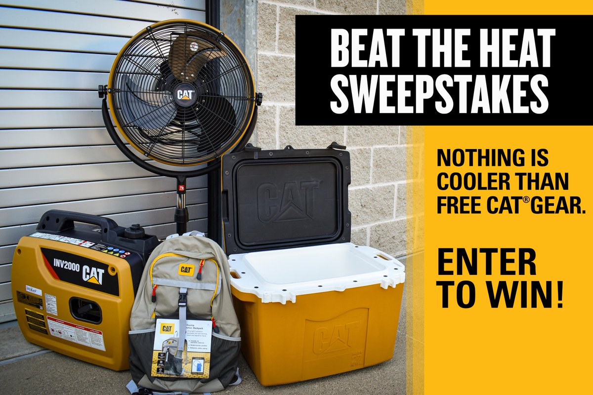 CaterpillarInc's tweet image. Nothing is cooler than free Cat gear. Enter the Beat the Heat Sweepstakes for a chance to win! (Open to U.S. residents only)  bit.ly/2MBJB4R