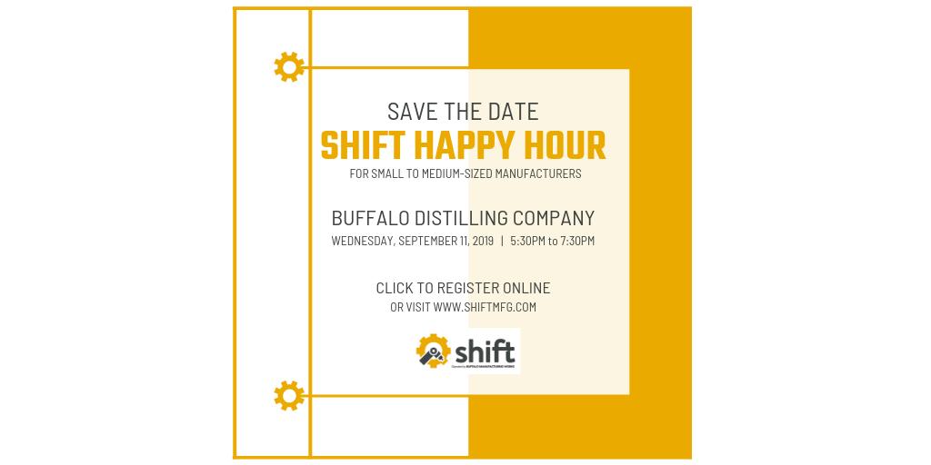 Registration is now open for Manufacturers to join us for the Shift Happy Hour at <a href="/BuffaloDistill/">BuffaloDistillingCo</a> on September 11th. Click to register bit.ly/2ZA95TG