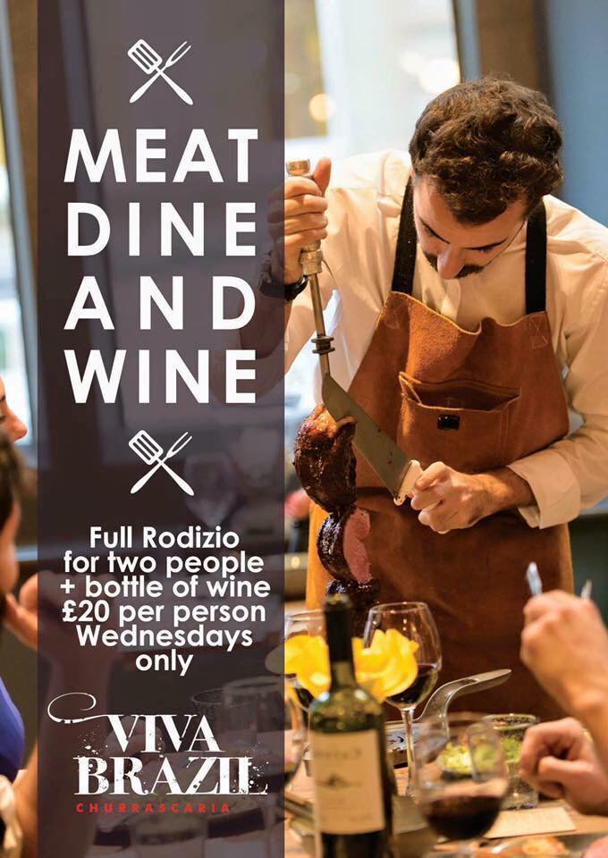 Wednesday at Viva Brazil - perfect for date night! 🥩🍷

Please book in advance quoting Wine &amp; Dine