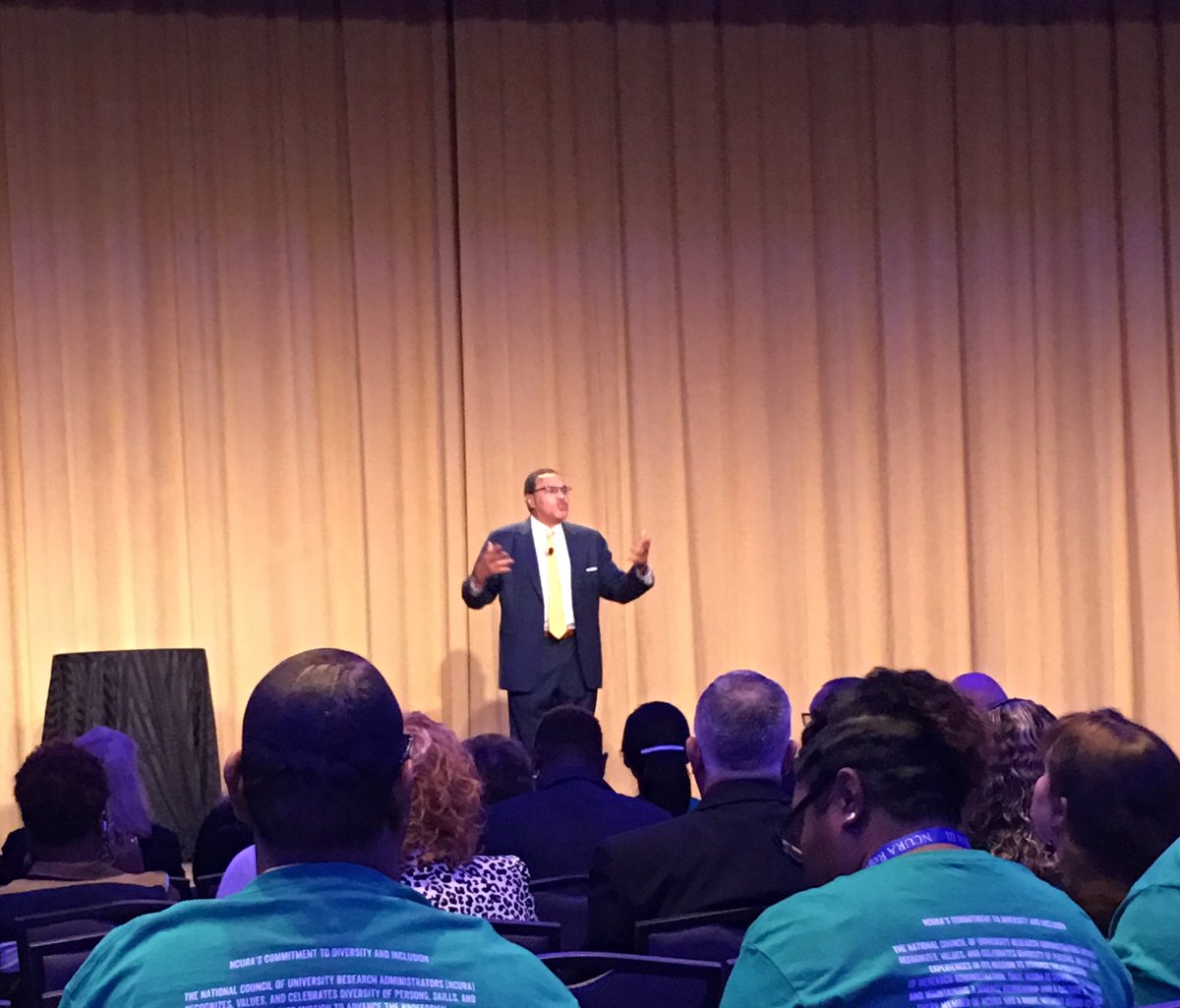 AshGraceRoberts's tweet photo. Amazing keynote from Freeman A. Hrabowski at #ncuraannual Bring ppl into the Research Admin Profession from all possible backgrounds so that it can ultimately enrich the research...researchers couldn’t do the work they do to solve the problems of humankind without you #research https://t.co/9DZny8hZxL
