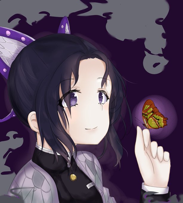 Nina/さんがTwitterに投稿した胡蝶しのぶ(鬼滅の刃)のイラスト。