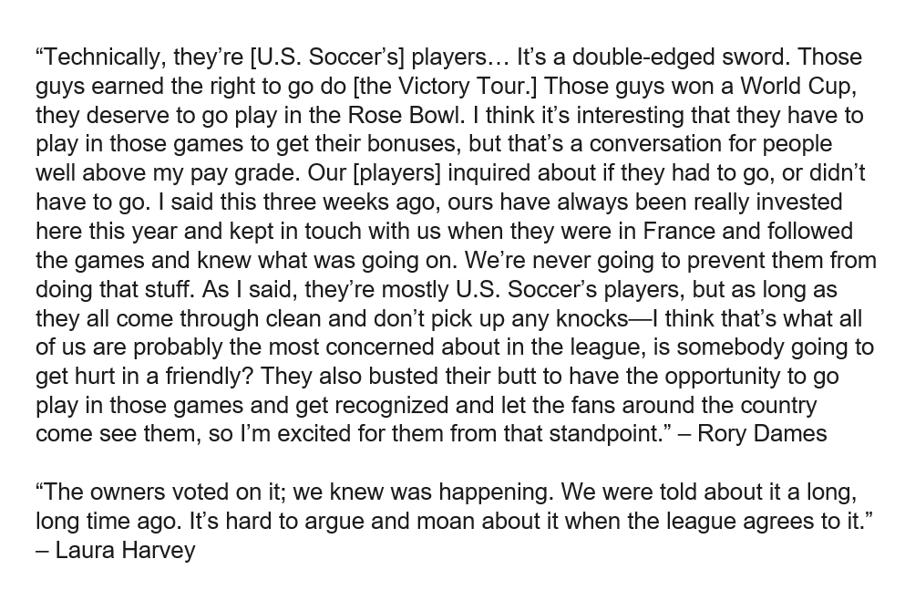 JohnDHalloran's tweet photo. Asked Rory Dames and Laura Harvey this weekend what they thought about U.S. Soccer pulling the #USWNT players outside of a FIFA window for Saturday's match against Ireland. https://t.co/z60SmhhjEd
