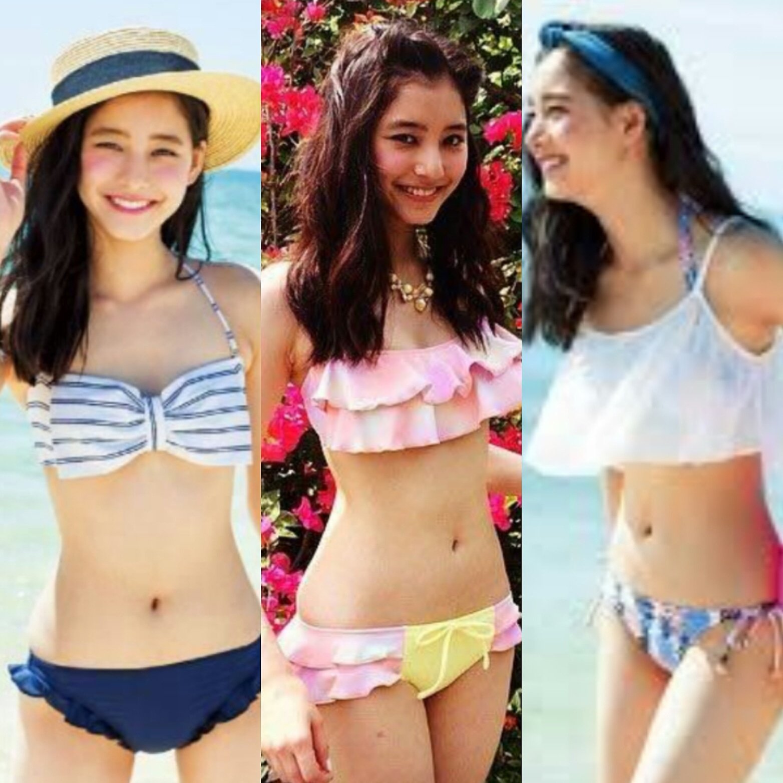 Twitter 上的 胡ラージ 川口春奈 本田翼 新木優子の水着画像をコラージュしてみました T Co Ghiwjdk8x8 Twitter