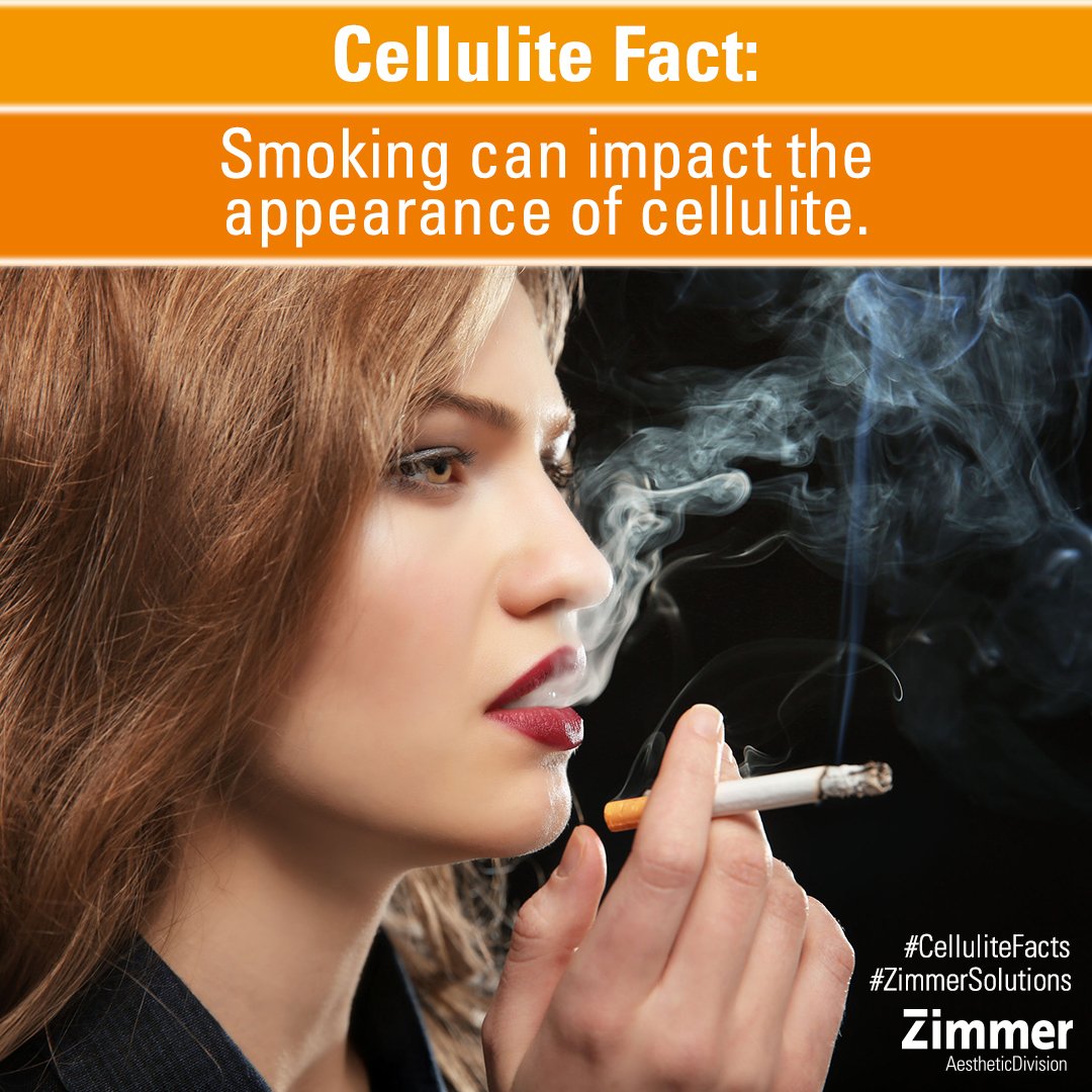 Zimmer_USA's tweet photo. SMOKING can impact #cellulite. #Cigarette #smoking reduces blood flow &amp; disrupts #collagen production. This allows connective tissue to stretch &amp; get damaged more easily, making underlying fat more visible. #CelluliteFacts #CelluliteFact #ZimmerSolutions #ZWavePro https://t.co/HfxcPTwT55