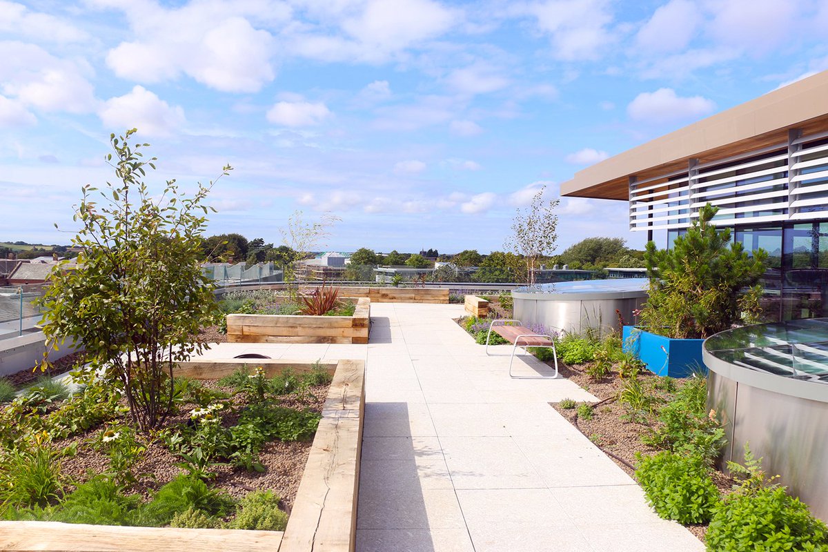 edgehill's tweet photo. How beautiful is our Catalyst rooftop garden? 😍🌺🌼

It’s the perfect place for a spot of peace and quiet and to take in the view across campus and Ormskirk! https://t.co/3Gq9mwRUBI