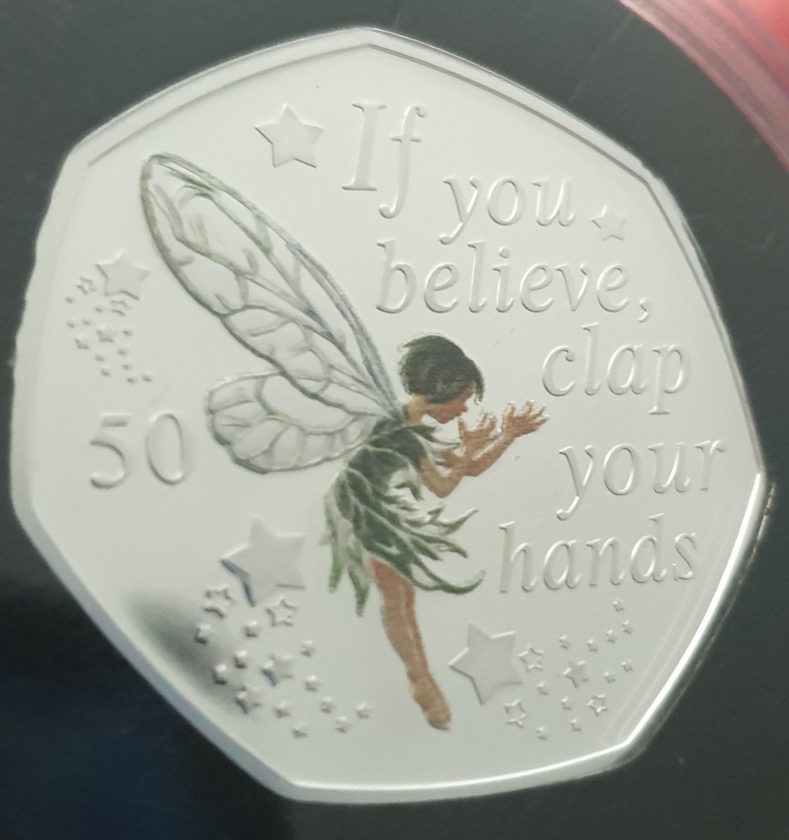 flump54321's tweet photo. @ChangeChecker @WestminsterGB look what arrived today! Well impressed by the Peter Pan silver proof 50p coins! Quite possibly the best designed 50p coins ever, a fantastic subject ... and also nice to know supporting the brilliant @GOSHCharity https://t.co/XfdMBrZpE2