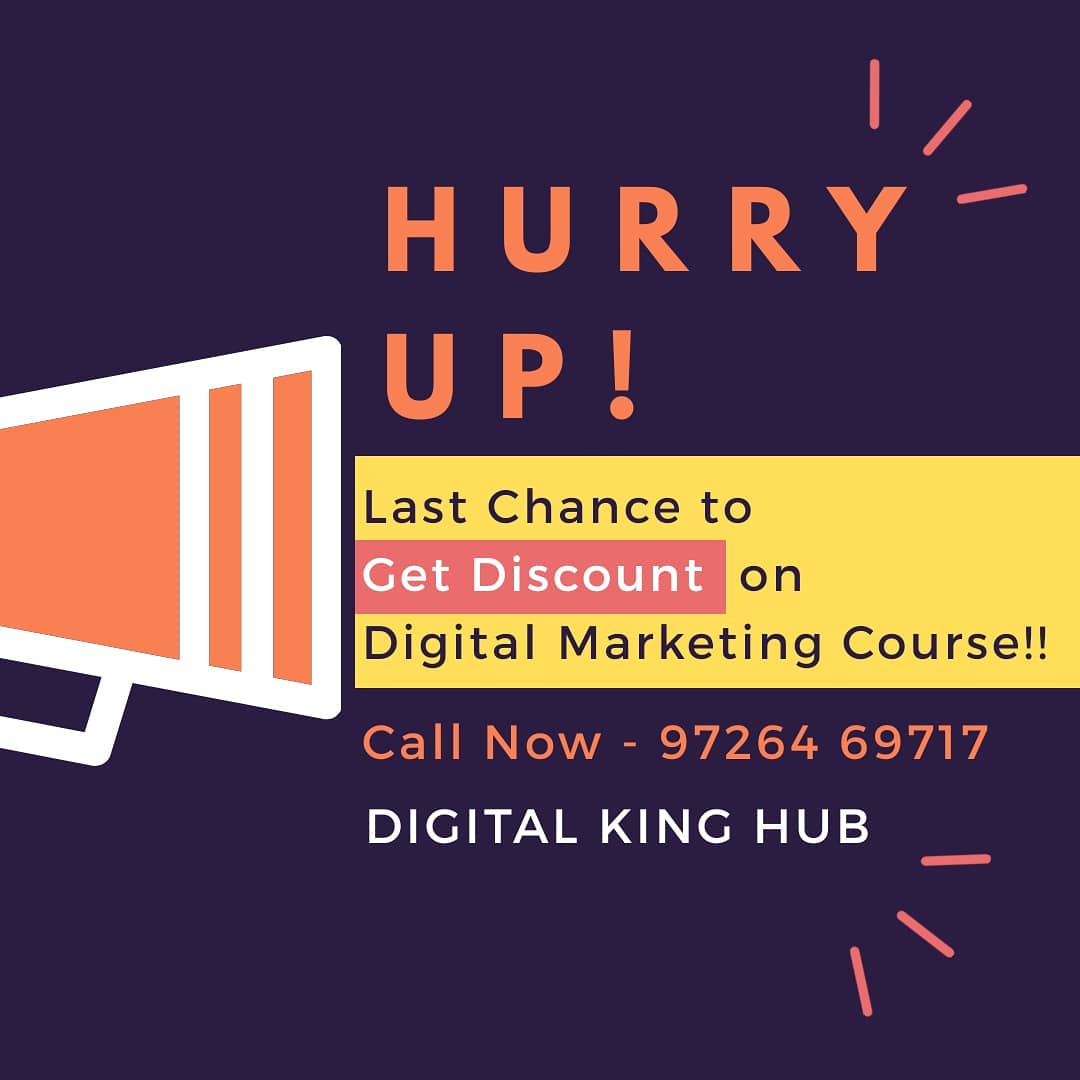 digitalkinghub's tweet photo. Hurry Up #Rajkot! 
This is the LAST CHANCE to GET #DISCOUNT on #DIGITALMARKETINGCOURSE by #DigitalKingHub.
New Evening Batch Starts Soon
Call Now for More Info - 97264 69717
Visit - https://t.co/qoUUHTkCT7

#offer #digitalmarketing #course #training #digitalmarketingtraining https://t.co/THgd9SnnWe