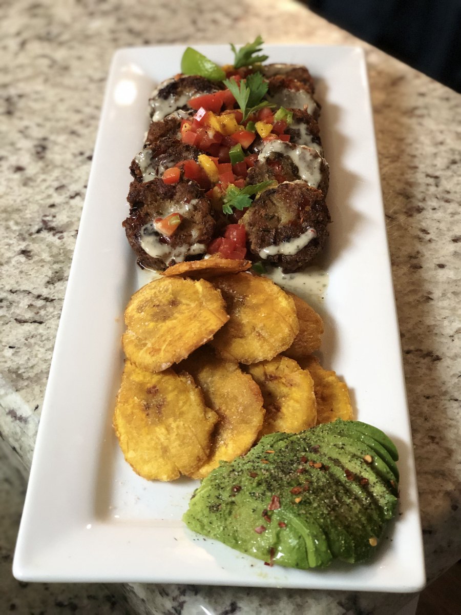 RevivedMagazine's tweet photo. Try this new #SummerRecipe by @chefonpoint that'll be sure to get your taste buds in a smooth Caribbean vibe!! #SummerVibes #CaribbeanDish #BlackChef #RevivedMagazine 

Salt Fish Cakes and Mango Relish, Plaintain chips &amp; Seasoned Avocado Slices – REVIVED https://t.co/ERI7qOiBV4 https://t.co/fRauXSXZBx